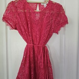 Motherhood Maternity Vibrant Pink Lace Blouse